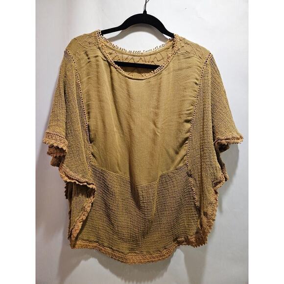 Parsley & Sage Asymmetrical Tunic Top Sweater Artsy Art Textured Women's L Brown - Picture 1 of 8
